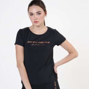 Skechers Maya Relaxed Training T Shirt Baju Fitness Wanita [SKEHBW1926BK]